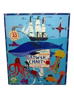 eeBoo Big Blue Whale Keepsake Growth Chart with 33 Stickers Melissa Sweet 2015